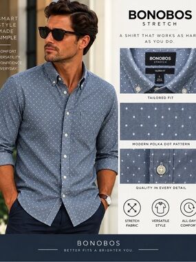 Bonobos Blue Polka Dot Button-Down Shirt